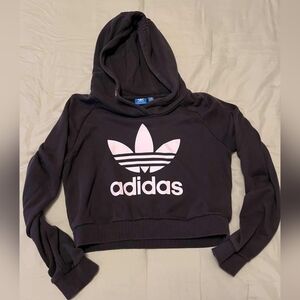 Adidas Dark Hoodie with Light Pink Emblem
